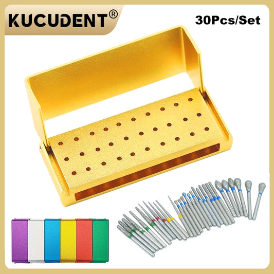 30Pcs/Set Dental Burs Kit With 30Pcs Burs High Speed Handpiece burs