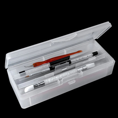 1Pc Rectangle Double-layer Nail Art Tool Empty Storage Box Tweezers