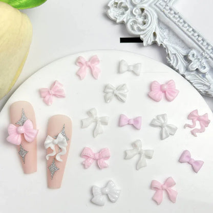 50pcs 3D Aurora Clear Resin Bow Nail Art Charms Cute Butterfly Glitter