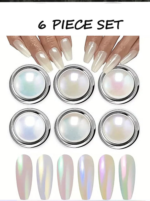 1 box Moonlight Mirror Nail Powder Silver Fine Glitter Metallic Effect