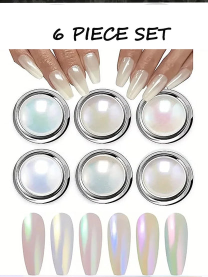 1 box Moonlight Mirror Nail Powder Silver Fine Glitter Metallic Effect