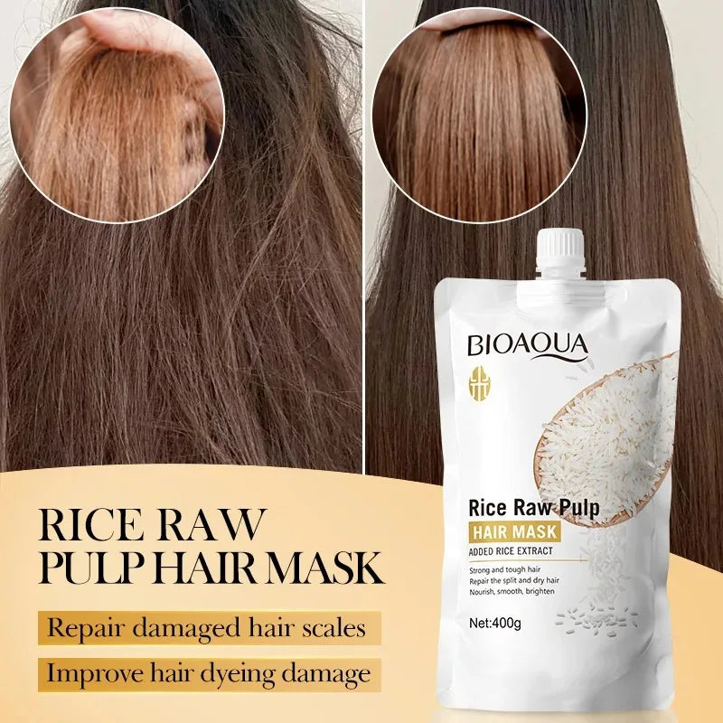 Rice Puree Hair Mask, Penetrates the Hair Core, Replenishes Hair