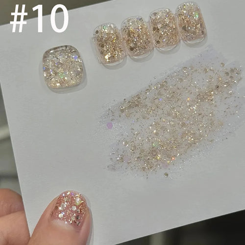10ml 1-12pcs Gold Sparkling Platinum Nail Gel Polish Glitter Long
