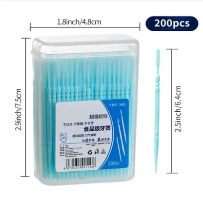 200pcs Boxed Toothpick Brush Portable Portable Plastic Toothpick