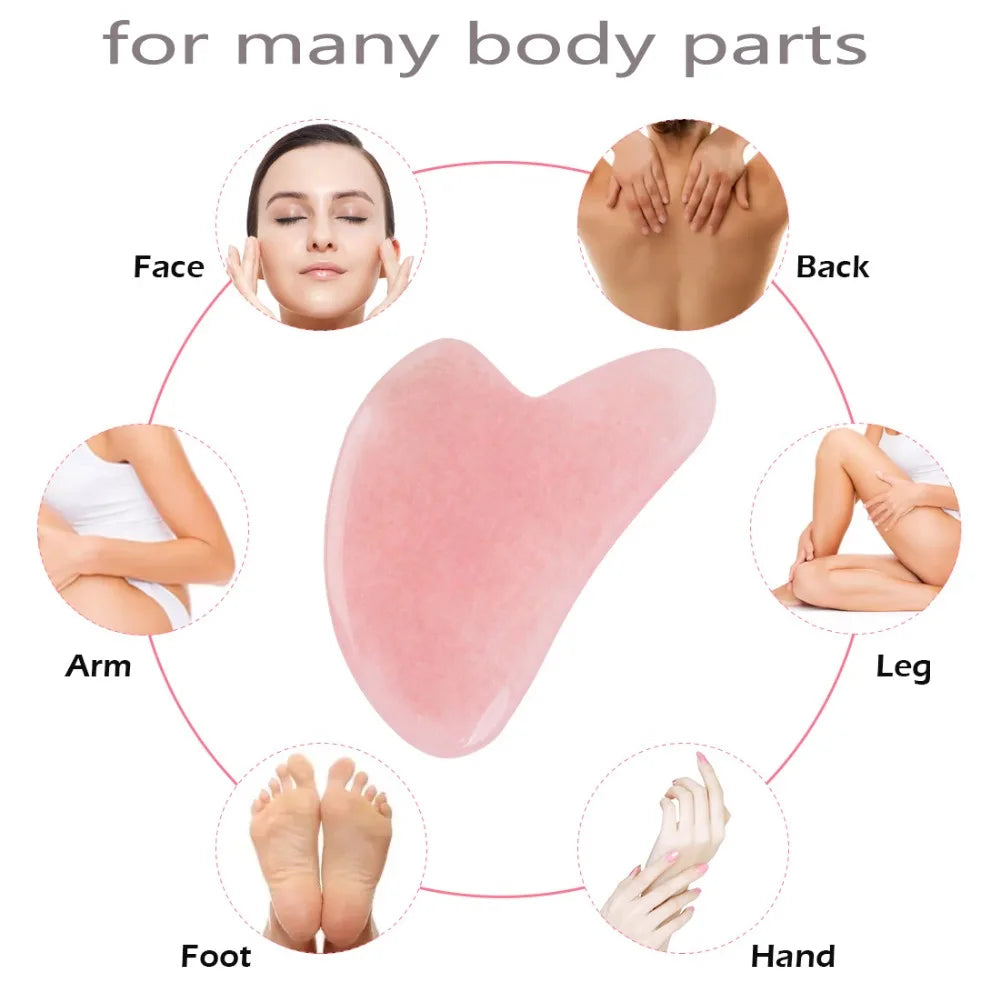 Gua Sha Massage Board for Face Rose Pink Guasha Plate Jade Face
