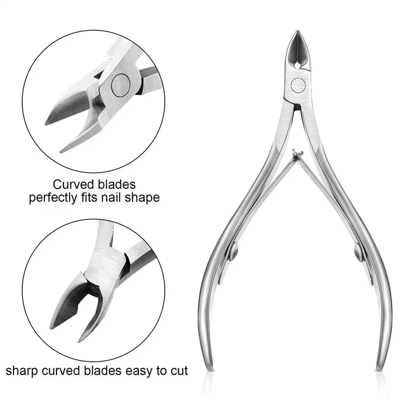Professional Cuticle Cutter Nail Nippers Scissors Manicure Pusher