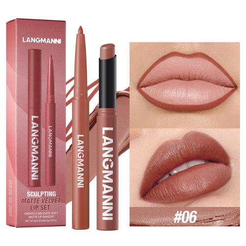 Integrated waterproof lipliner+lipstick lipstick lipstick set,no