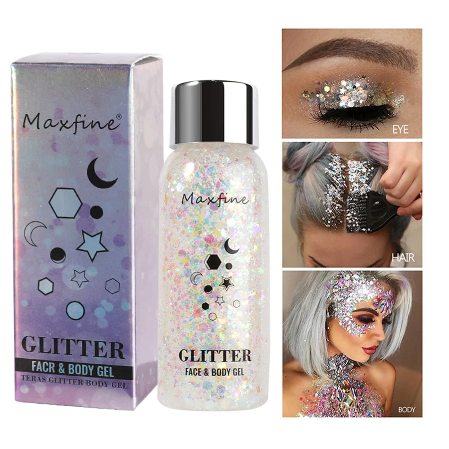 Body Glitter Gel Sequins Long Acting Face Eyes Hair Prom Party Mermaid