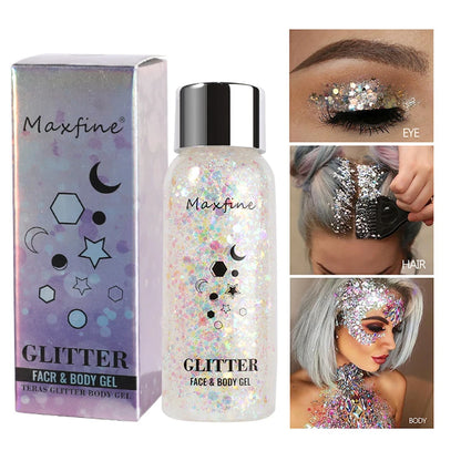 Body Glitter Gel Sequins Long Acting Face Eyes Hair Prom Party Mermaid