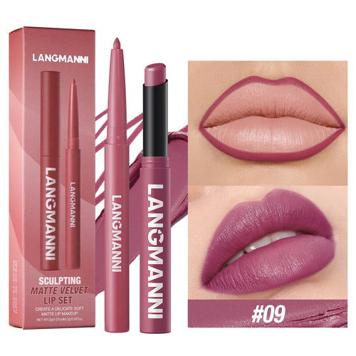 Integrated waterproof lipliner+lipstick lipstick lipstick set,no