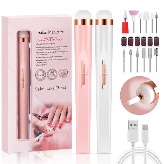 YIKOOLIN Portable Nail File Care Set LED Light Adjustable 4 Speed with