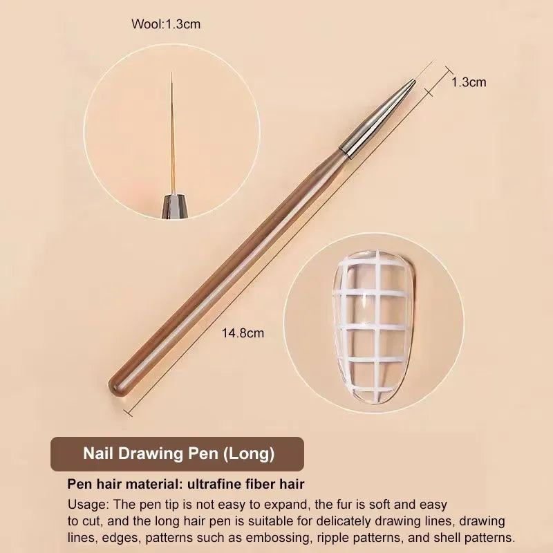 DIY Brush Nail Acrylic Drawing Brush, 9PCS UV Gel Nail Brush Eyeliner