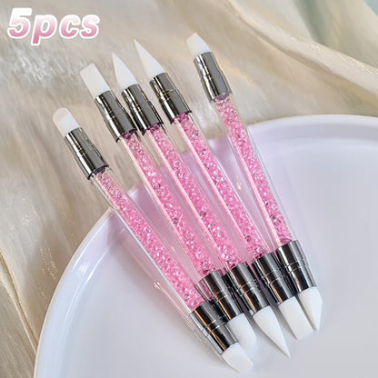 7/10/12/15/20m Pink French Nail Art Liner Painting Brush 5Pcs/set