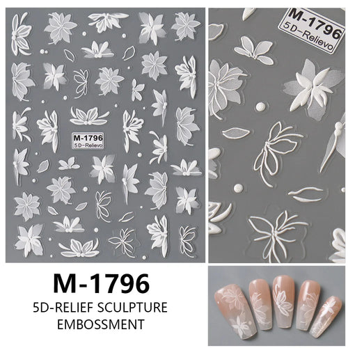 5D Nail Art Stickers Love Hearts Stars French Nail Art Design