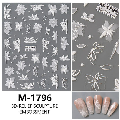 5D Nail Art Stickers Love Hearts Stars French Nail Art Design
