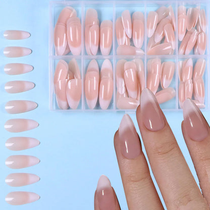 120pcs -box Almond  White French Fake nails for Stylish Women & Girls,