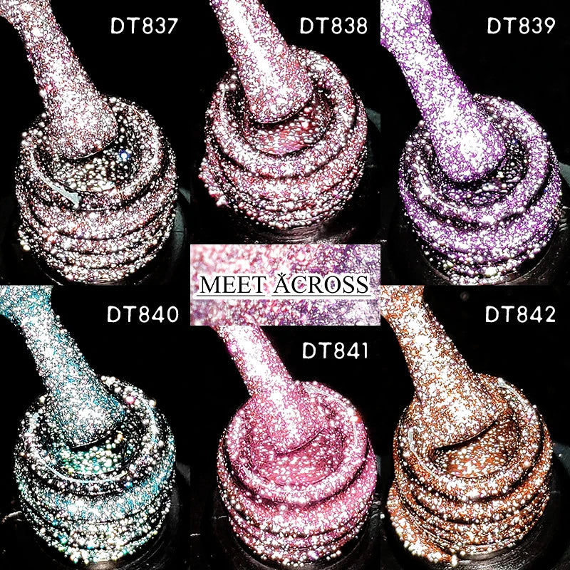 7ml Reflective Glitter Nail Gel Polish Semi Permanent French Style