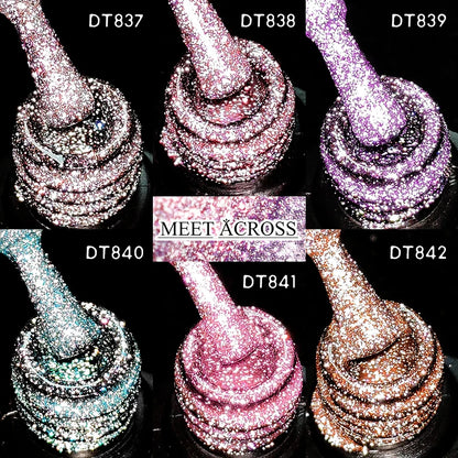 7ml Reflective Glitter Nail Gel Polish Semi Permanent French Style