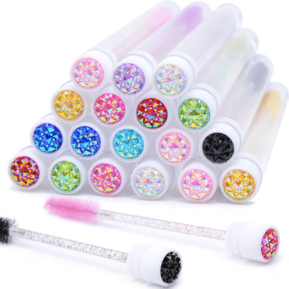 50Pcs Eyelash Brush Tubes With Crystal Lash Mascara Wands Eyebrow Comb