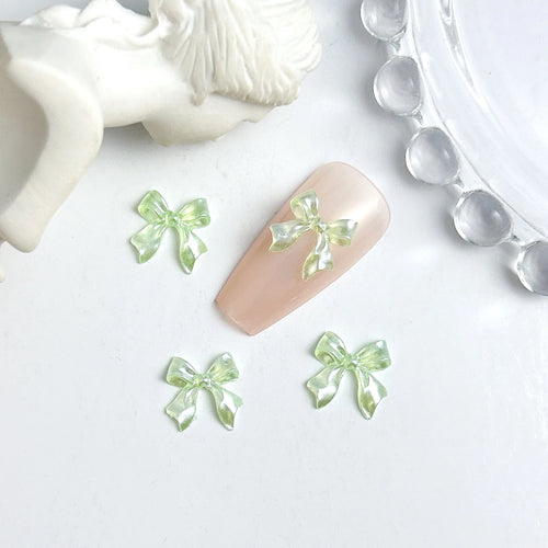 50pcs 3D Aurora Clear Resin Bow Nail Art Charms Cute Butterfly Glitter
