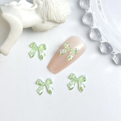 50pcs 3D Aurora Clear Resin Bow Nail Art Charms Cute Butterfly Glitter