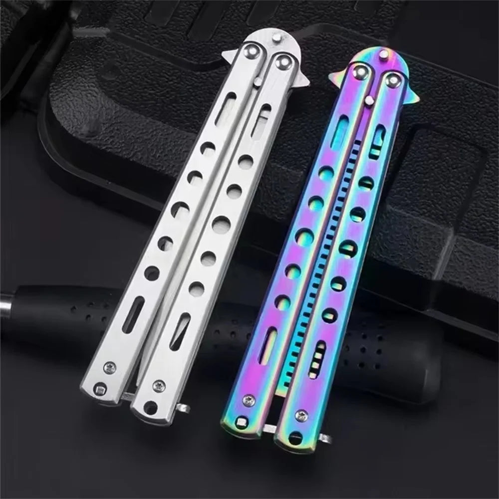 Foldable Comb Stainless Steel Practice Training Butterfly Knife Comb
