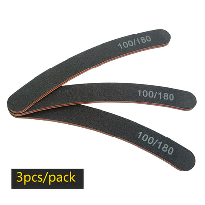 Lurayee Nail File Buffer 100/180 Grit Half Moon Double Side Sandpaper
