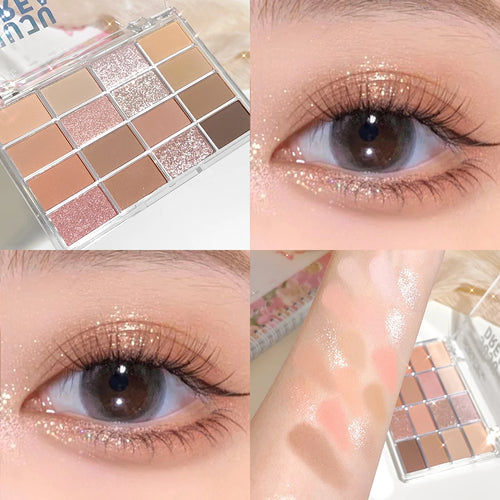 Love the 16-color eye shadow plate, pearlescent matte lying silkworm,