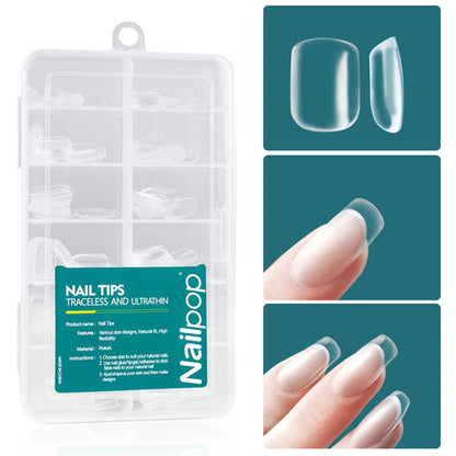 Nailpop 120pcs Acrylic Nails Fake Capsule Short Almond Coffin Square