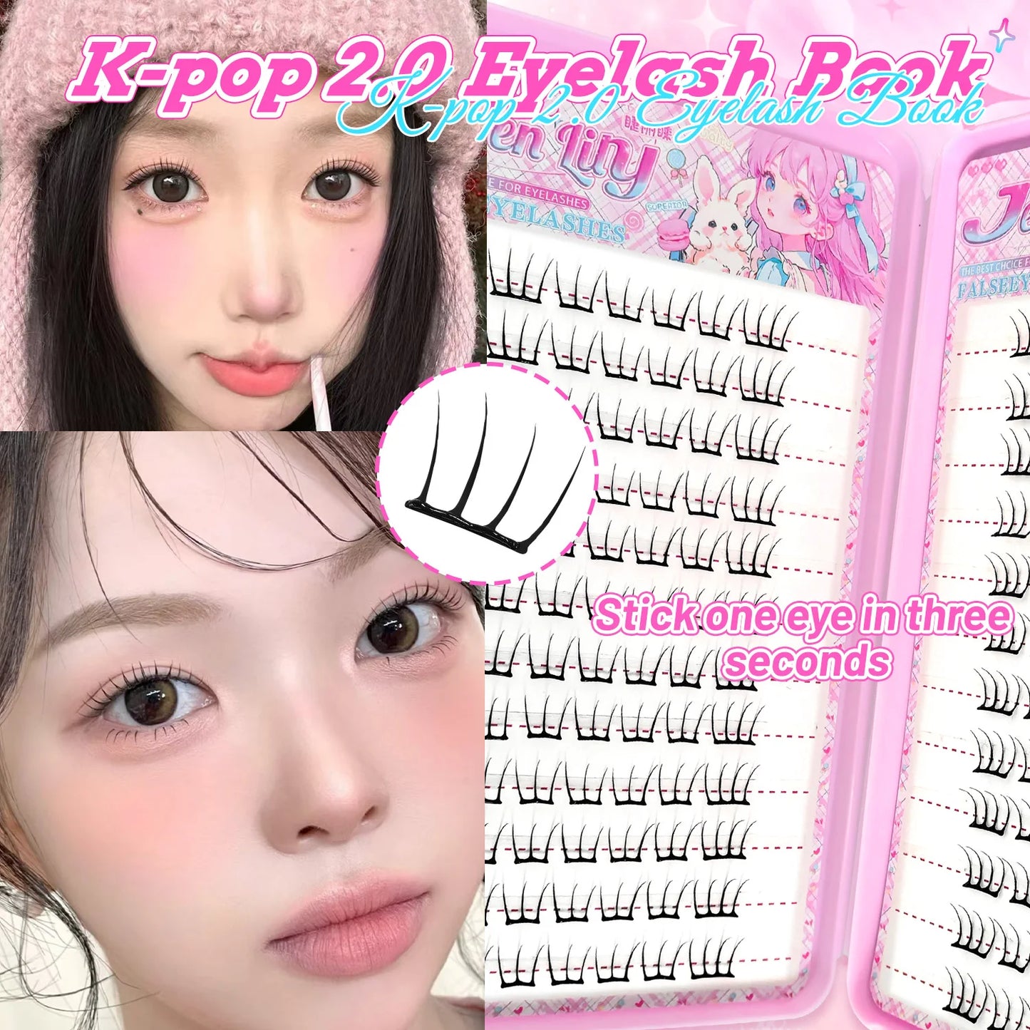 【K-pop 2.0 Style】Self Adhesive False Eyelashes - No Glue Needed Easy