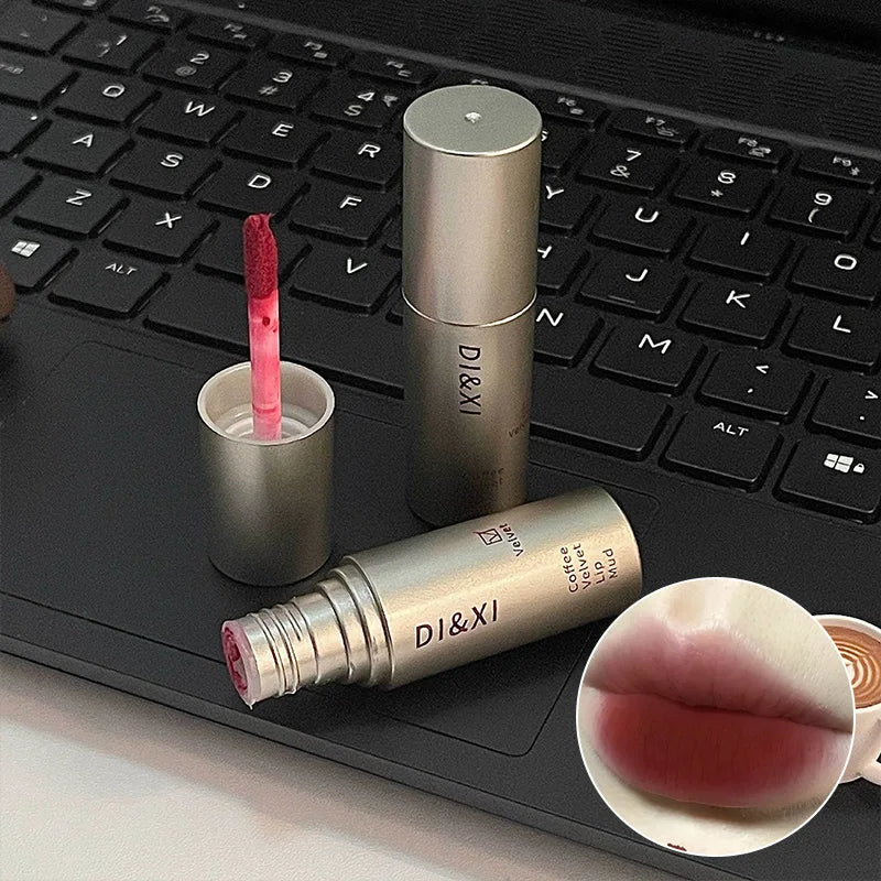 DIXI Mini Silver Tube Matte Lip Glaze — Velvet Finish, Skin-Enhancing,