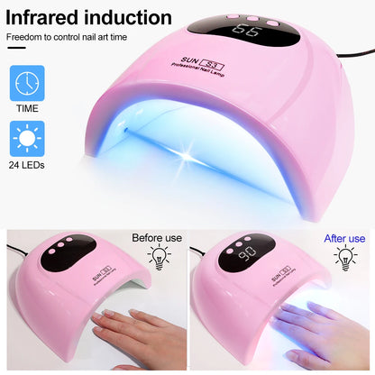 24/6 LED UV Lamp for Nails Gel Polish Drying With LED Display And