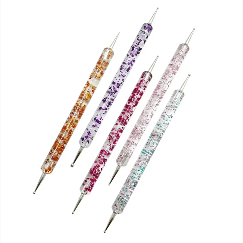 5Pcs/set Portable Nail Art Dotting Pen Crystal Beads Handle Dual-ended