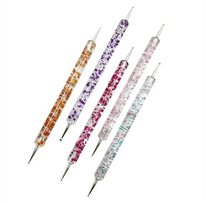5Pcs/set Portable Nail Art Dotting Pen Crystal Beads Handle Dual-ended