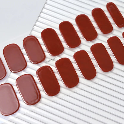 16Tips Semi-Cured Gel Nail Sticker Pure Color UV/LED Lamp Gel Nail