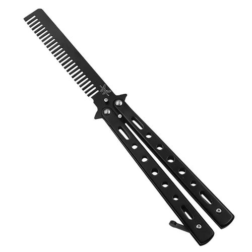 Foldable Comb Stainless Steel Practice Training Butterfly Knife Comb
