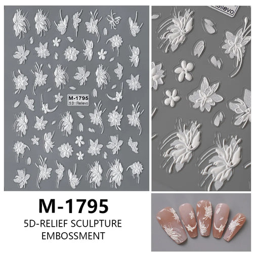5D Nail Art Stickers Love Hearts Stars French Nail Art Design