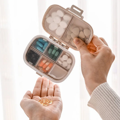 8 Grids Organizer Container For Tablets Travel Pill Box With Seal Ring