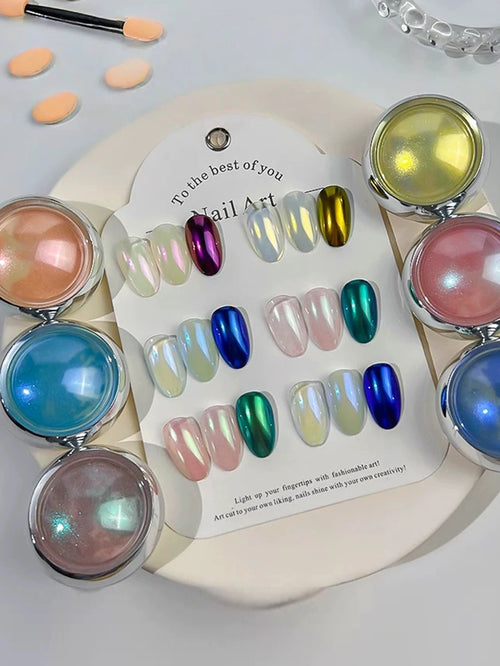 1 box Moonlight Mirror Nail Powder Silver Fine Glitter Metallic Effect