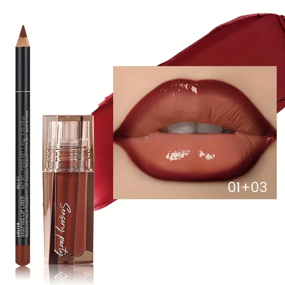 Hydrating Lip Gloss + Lip Liner Kit, 3D Precision Lip Contour, Plump