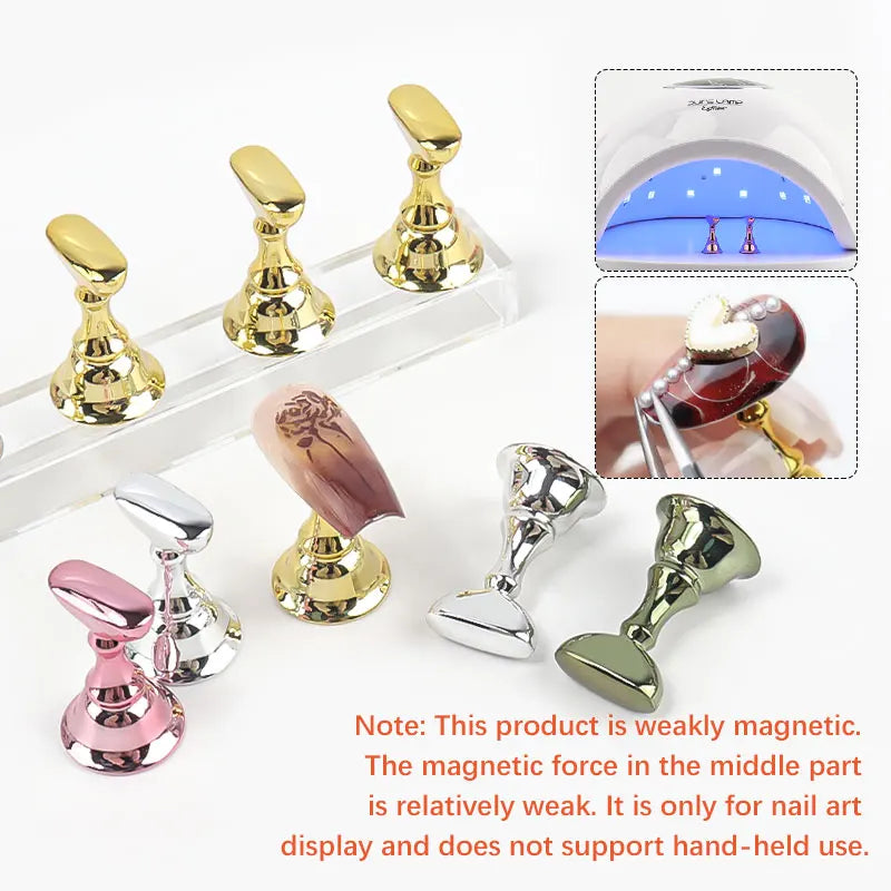 5pcs Nail Holder False Nail Tip Practice Stand Crystal Base Magnetic