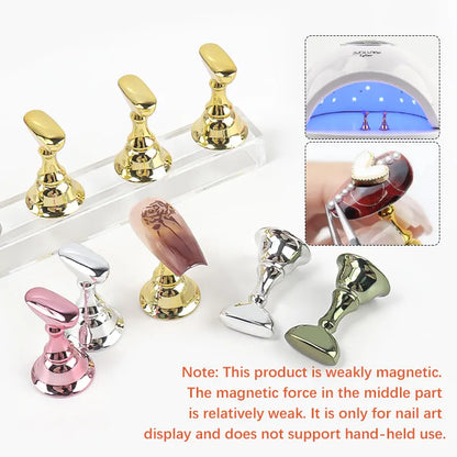 5pcs Nail Holder False Nail Tip Practice Stand Crystal Base Magnetic