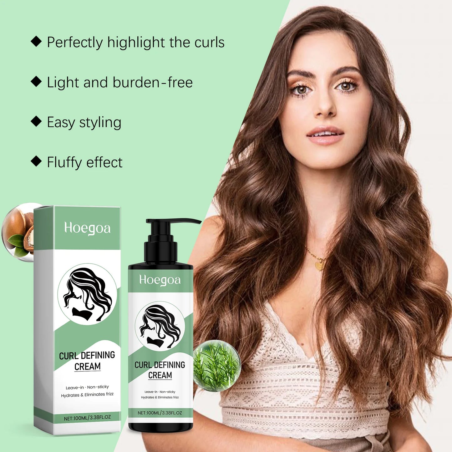 Rosemary Curly Hair Elastin Improve Hair Brightness Smooth Frizzy Hair