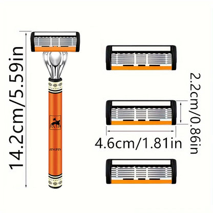 6-layer razor blade, men's stainless steel blade, classic water washed