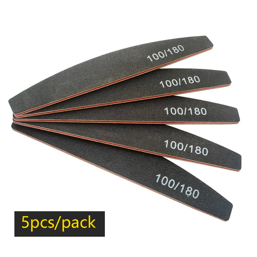 Lurayee Nail File Buffer 100/180 Grit Half Moon Double Side Sandpaper