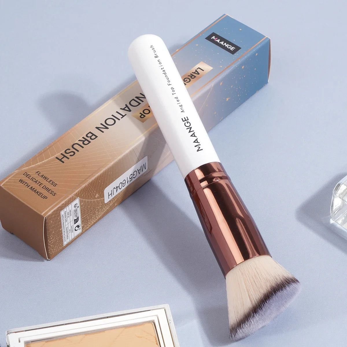 MAANGE 2PCS Foundation Makeup Brush Set Flat Angled Kabuki Powder