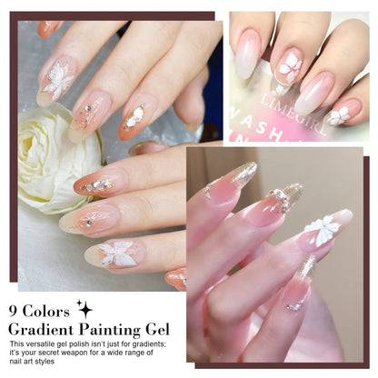LIMEGIRL 9 Color Gradient Painting Gel Nail Art Gradient Color DIY
