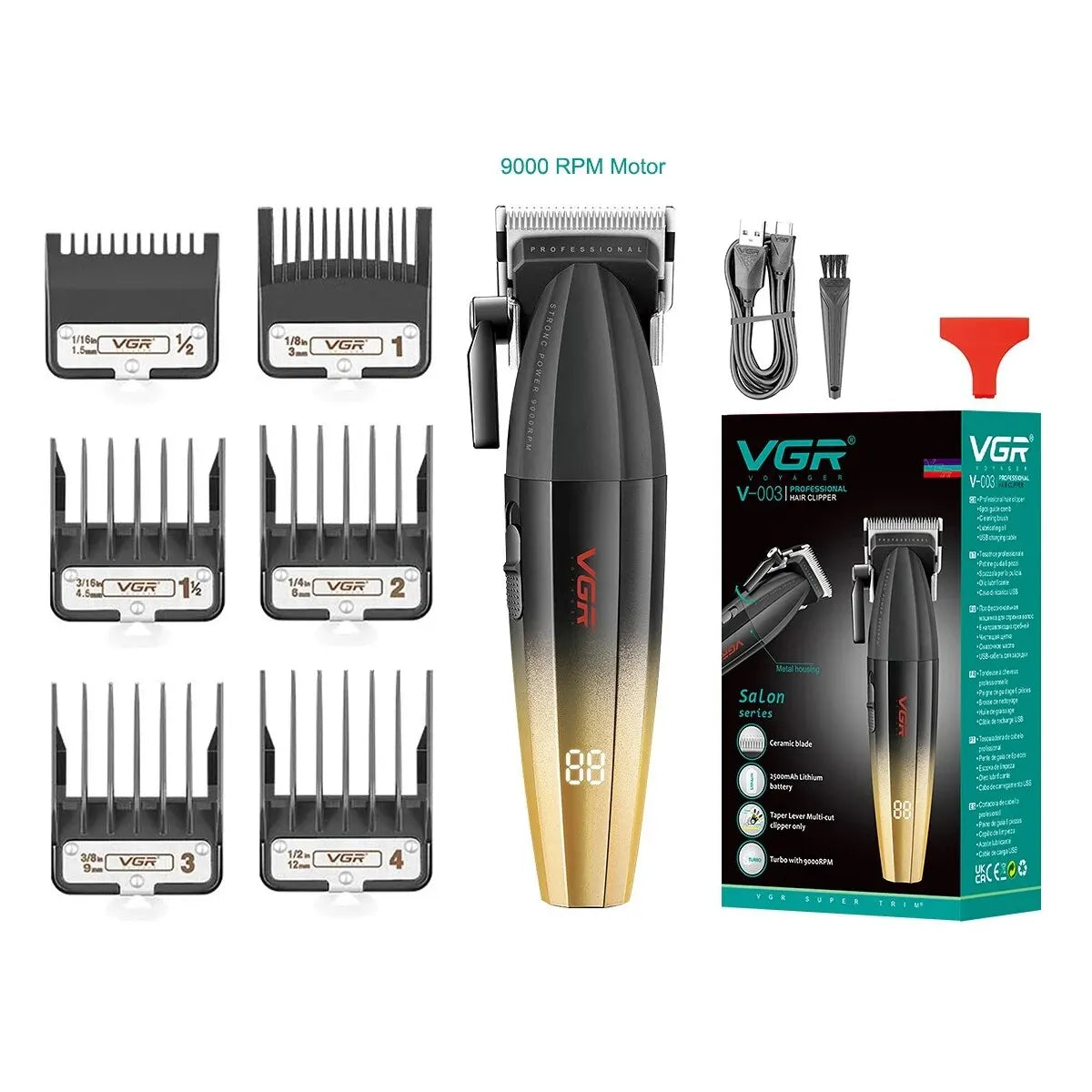 Hair Clipper Professional Hair Cutting Machine 9000RPM VGR