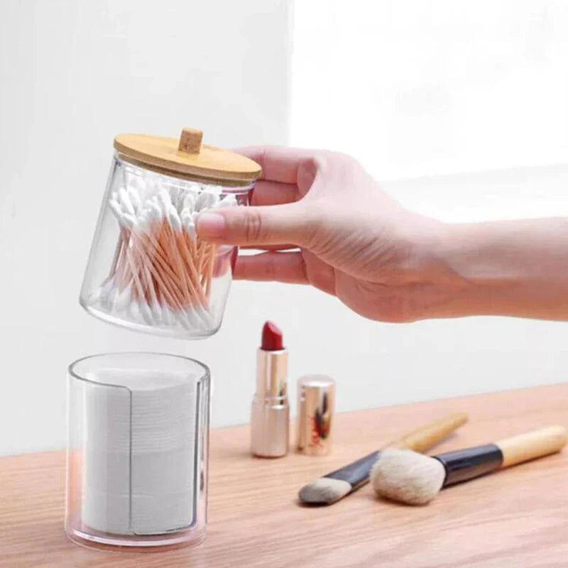 Acrylic Bathroom Organizer with Bamboo Lid