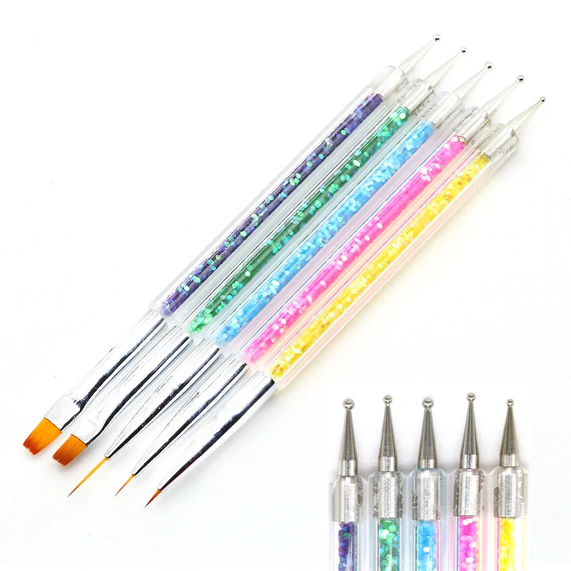 5/20Pcs Nail Art Brush Design Tip Painting Drawing Carving Dotting Pen